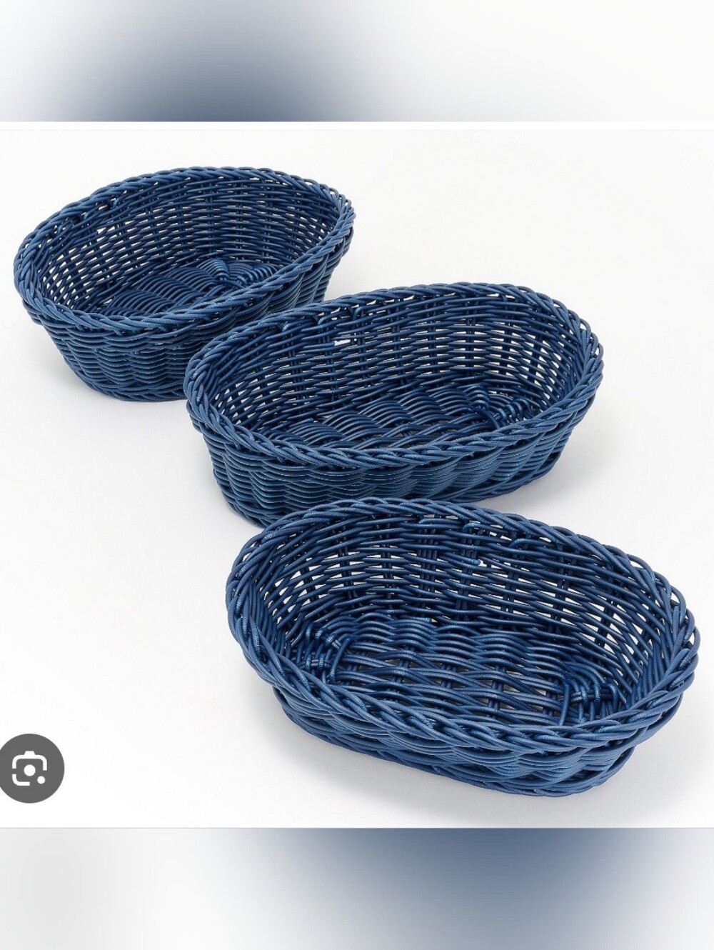 LocknLock 3-Piece Nestable Oval Basket Set In Blue. NWOT.